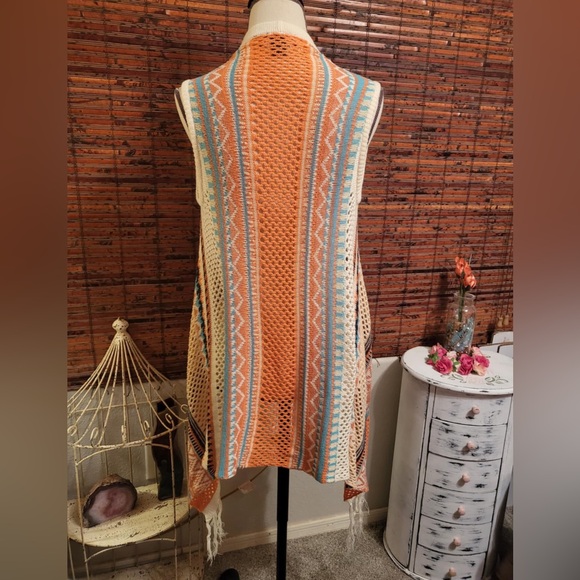 Say What? Vibrant Knit Fringe Vest - Picture 5 of 5